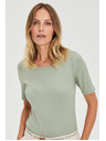 Moodo Olivno zelena bluza iz rebrastega materiala Moodo