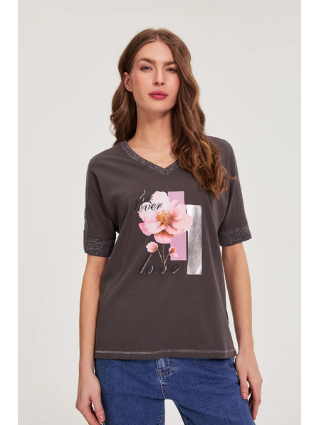 Moodo Bluza s potiskom rjava Moodo