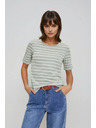 Moodo Bombažna prugasta majica olivno zelena Moodo