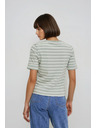 Moodo Bombažna prugasta majica olivno zelena Moodo