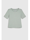 Moodo Bombažna prugasta majica olivno zelena Moodo