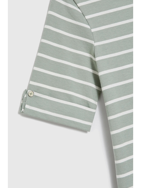 Moodo Bombažna prugasta majica olivno zelena Moodo