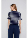 Moodo Bombažna prugasta majica temno modra Moodo