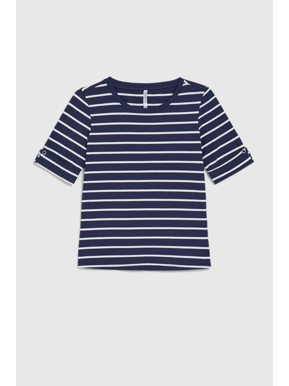 Moodo Bombažna prugasta majica temno modra Moodo