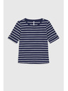 Moodo Bombažna prugasta majica temno modra Moodo