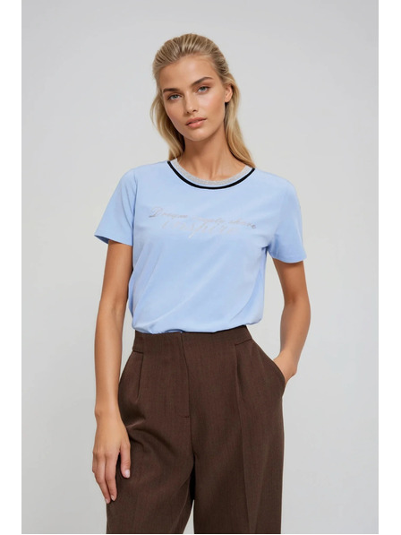 Moodo Bluza z napisom svetlo modra Moodo