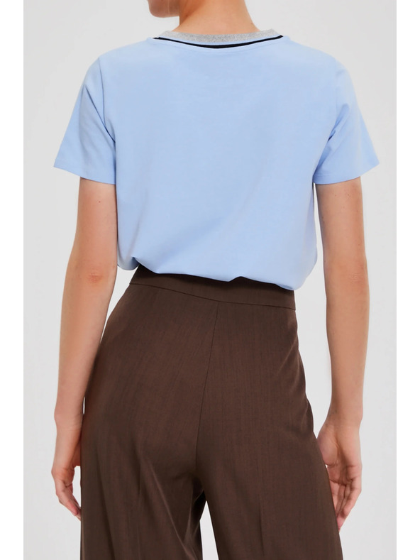 Moodo Bluza z napisom svetlo modra Moodo