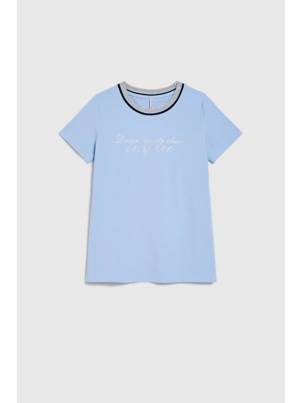 Moodo Bluza z napisom svetlo modra Moodo