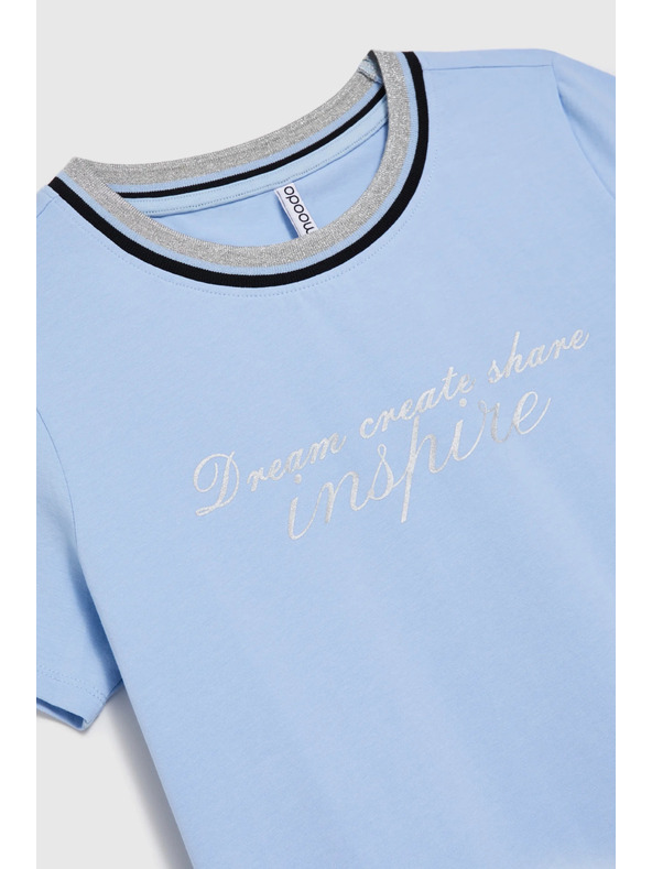 Moodo Bluza z napisom svetlo modra Moodo