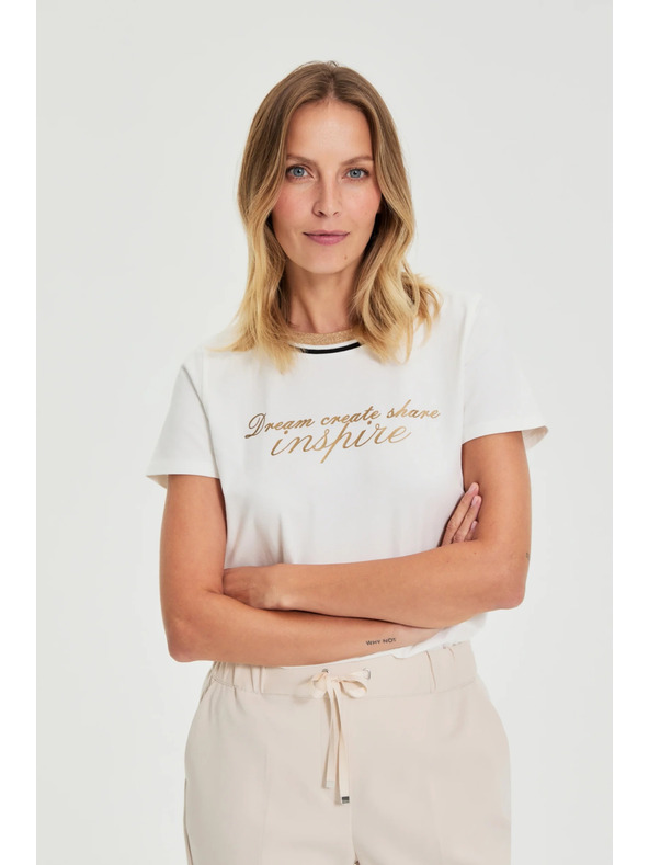 Moodo Bluza z napisom bela Moodo