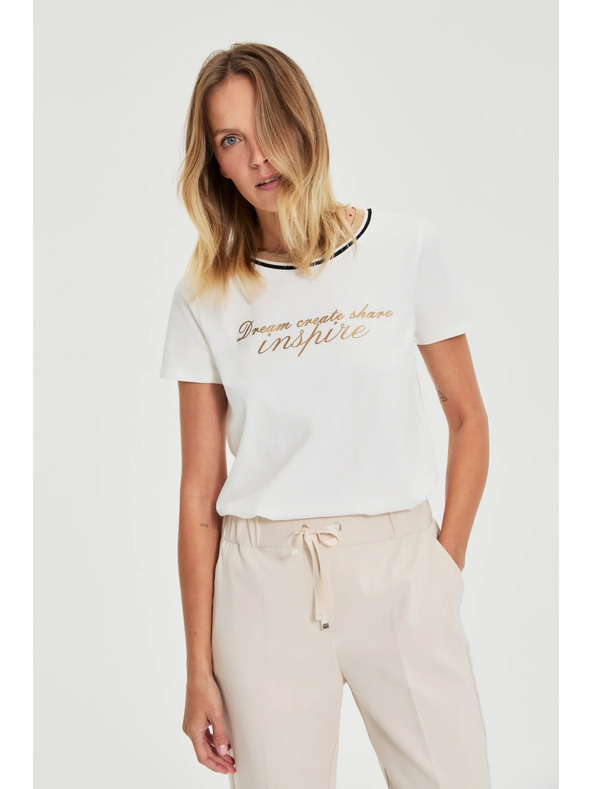 Moodo Bluza z napisom bela Moodo