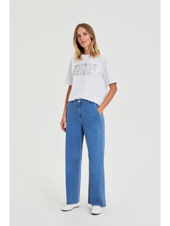 Moodo Bombažna majica s potiskom bela Moodo