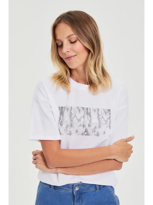 Moodo Bombažna majica s potiskom bela Moodo