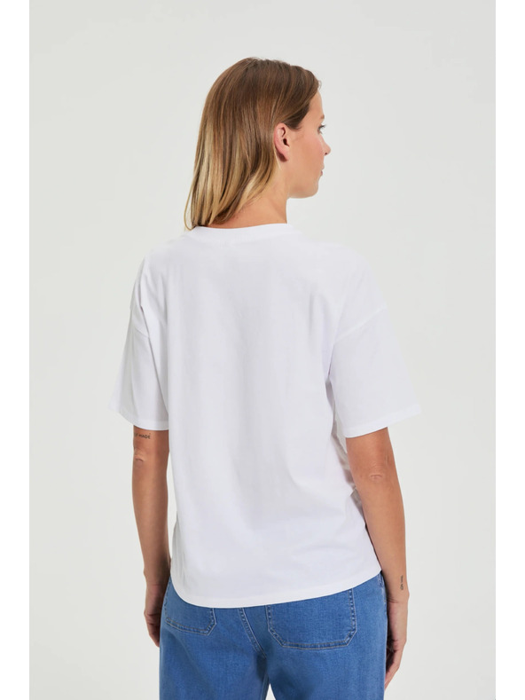 Moodo Bombažna majica s potiskom bela Moodo