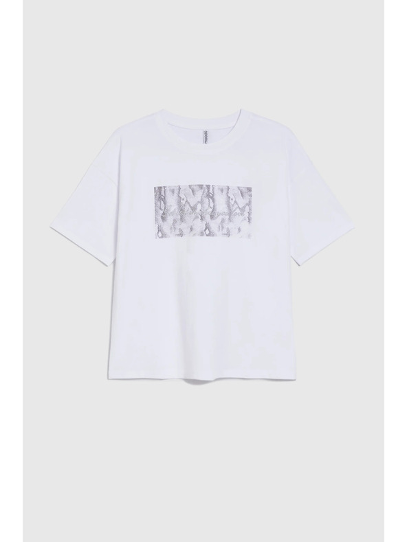 Moodo Bombažna majica s potiskom bela Moodo