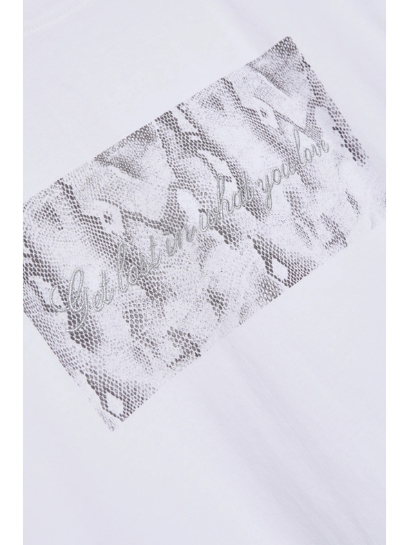 Moodo Bombažna majica s potiskom bela Moodo