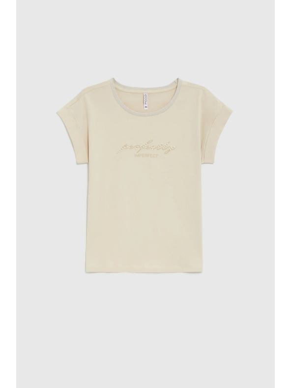 Moodo Bež bluza z napisom Moodo