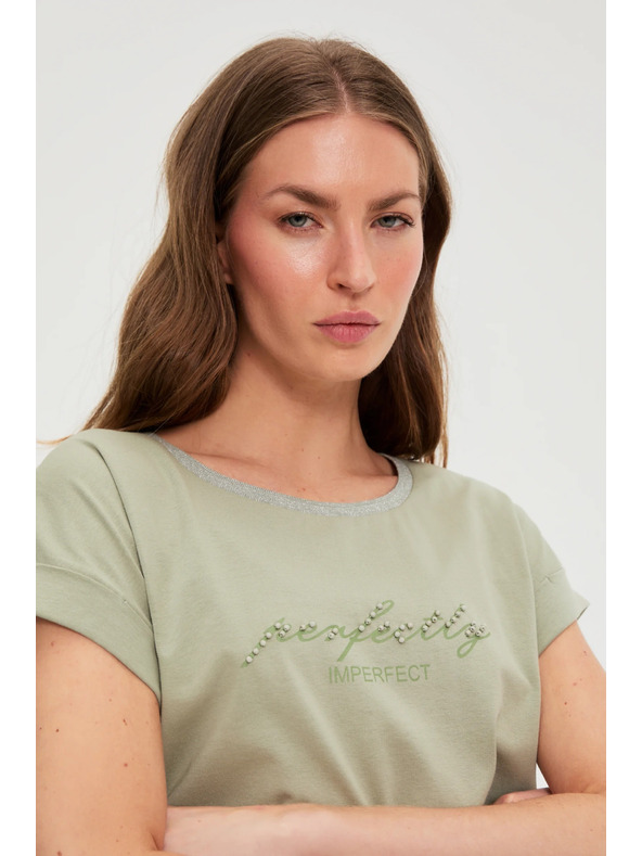 Moodo Olivna bluza z napisom Moodo