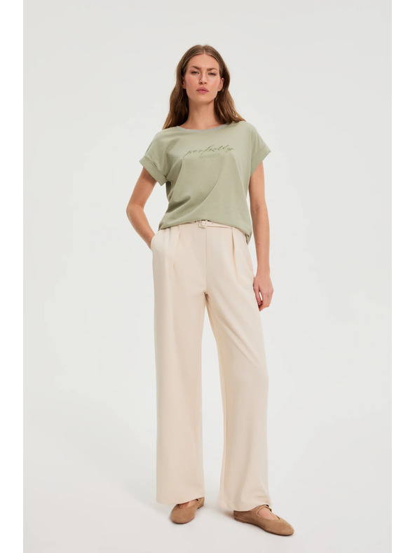 Moodo Olivna bluza z napisom Moodo