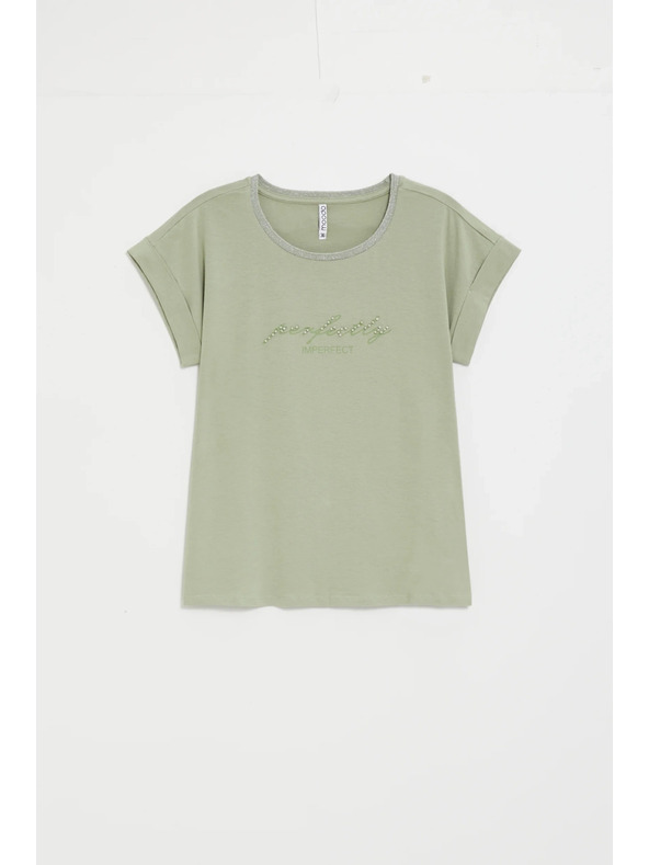 Moodo Olivna bluza z napisom Moodo