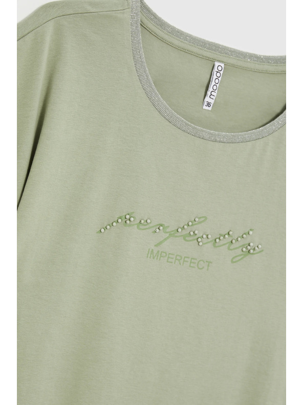 Moodo Olivna bluza z napisom Moodo