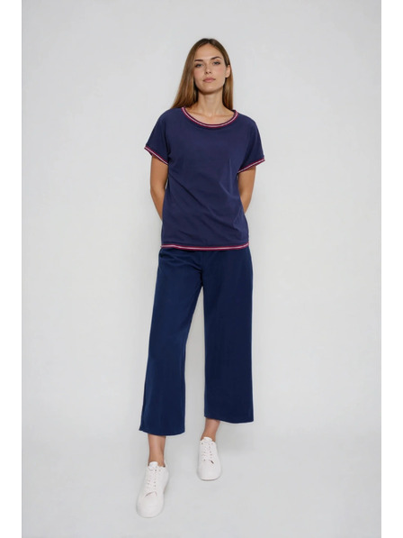 Moodo Temno modra bluza z okrasnim robom Moodo