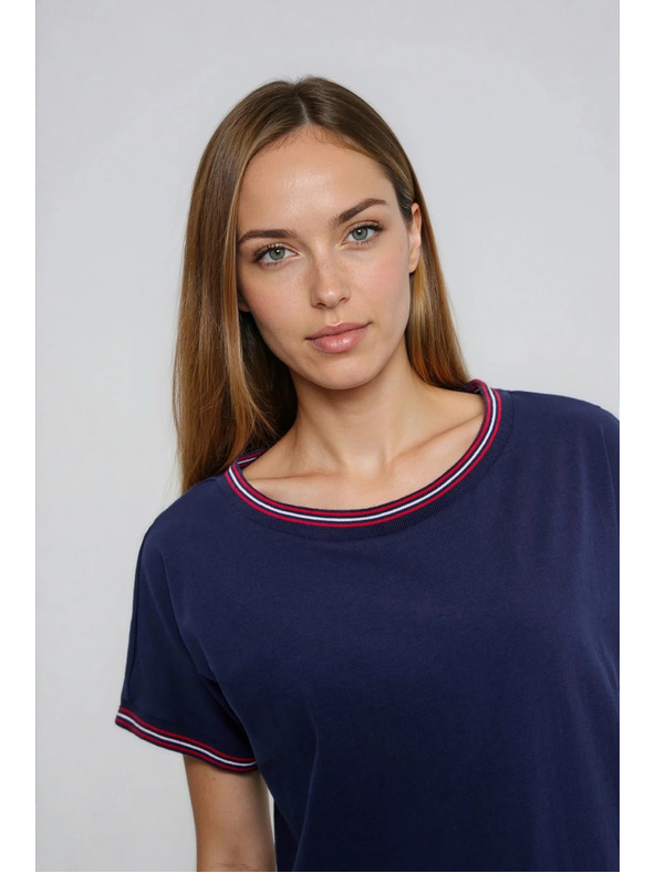 Moodo Temno modra bluza z okrasnim robom Moodo