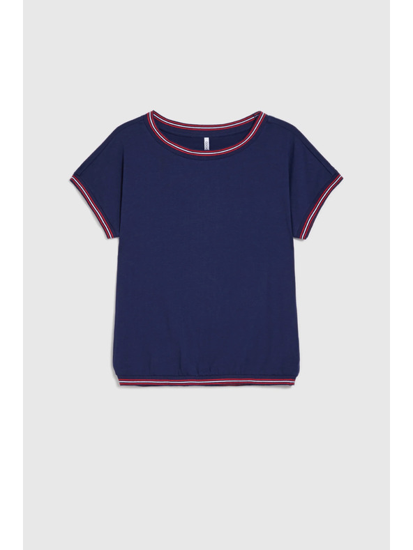 Moodo Temno modra bluza z okrasnim robom Moodo