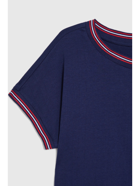 Moodo Temno modra bluza z okrasnim robom Moodo