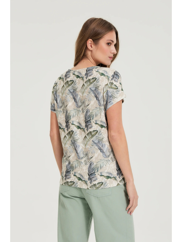 Moodo Bež bluza z V-izrezom Moodo