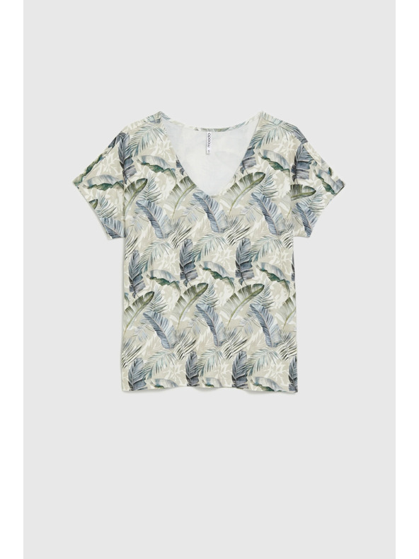 Moodo Bež bluza z V-izrezom Moodo