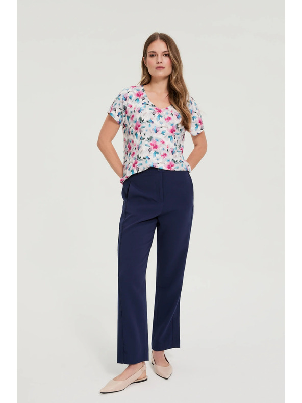 Moodo Bela bluza z V-izrezom Moodo