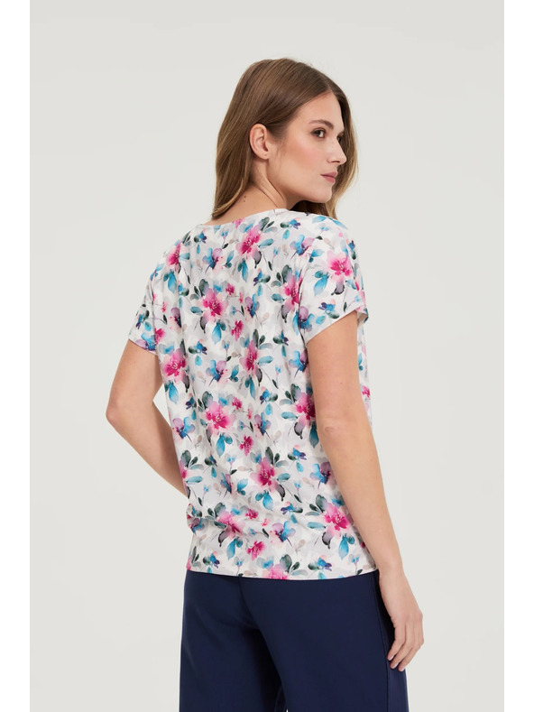 Moodo Bela bluza z V-izrezom Moodo