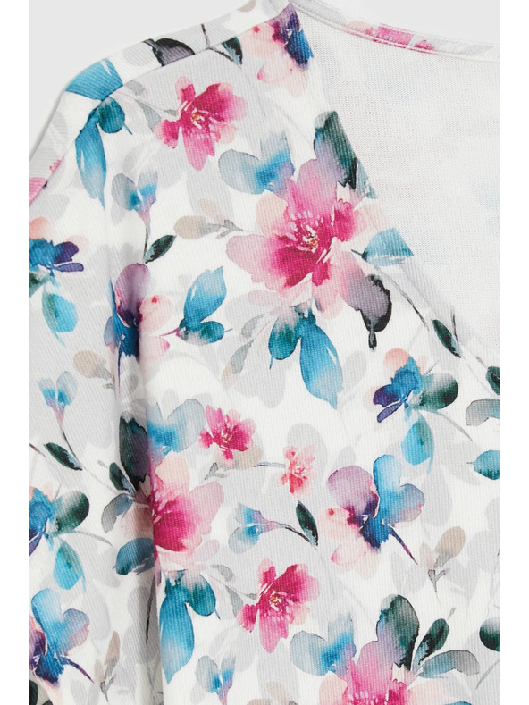 Moodo Bela bluza z V-izrezom Moodo