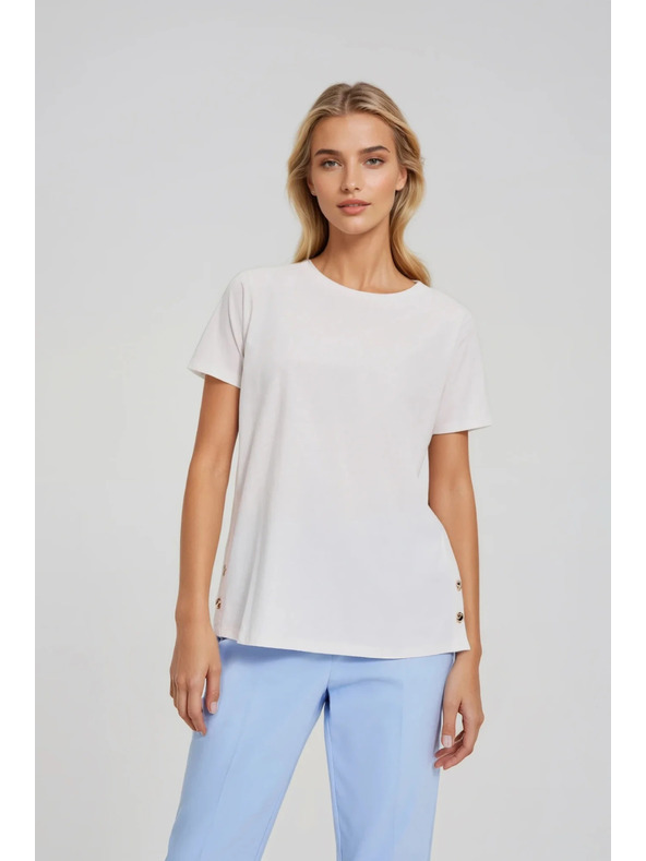 Moodo Bela bluza z okrasnimi gumbi Moodo