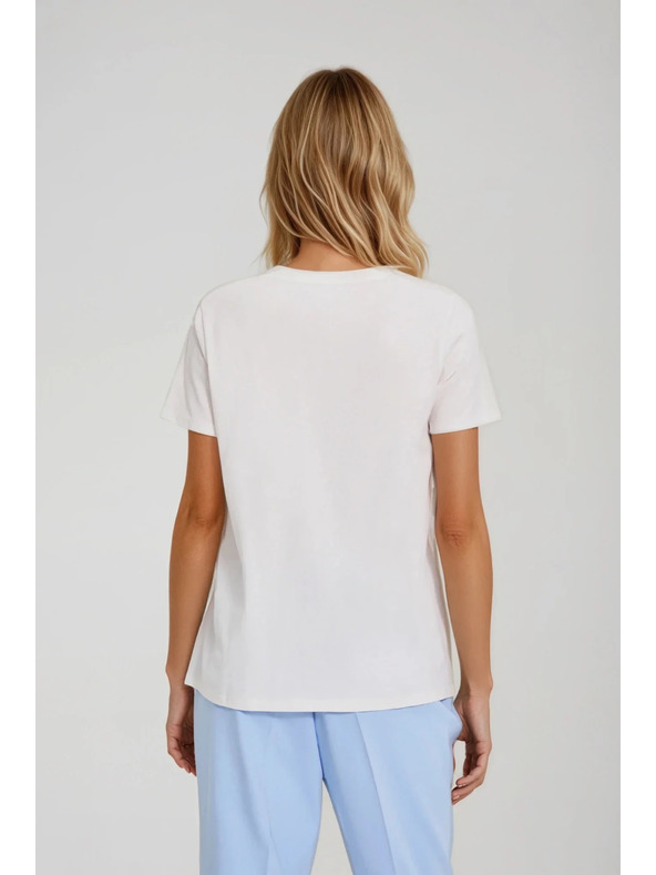 Moodo Bela bluza z okrasnimi gumbi Moodo