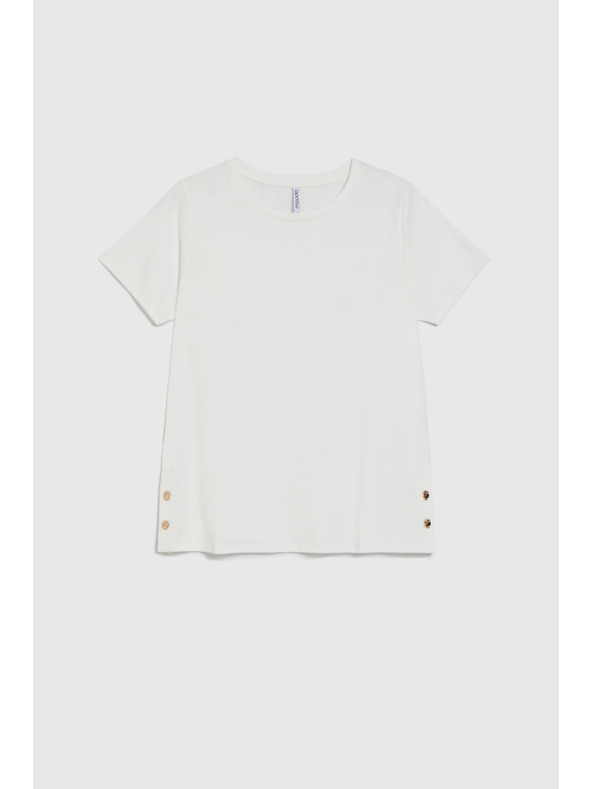 Moodo Bela bluza z okrasnimi gumbi Moodo