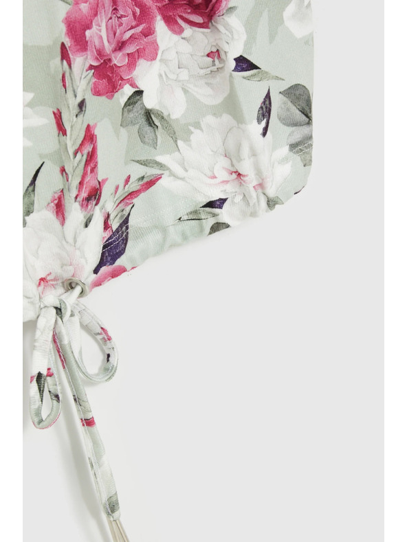 Moodo Olivno zelena cvetlična bluza z vezavo Moodo