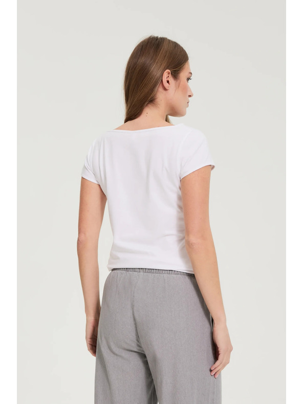 Moodo Bombažna bela majica Moodo