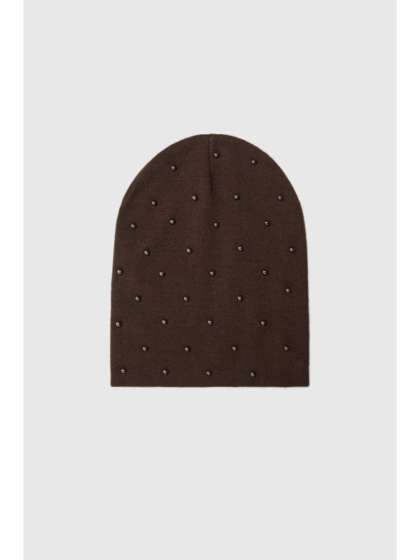 Moodo Kapa z biseri rjave barve Moodo