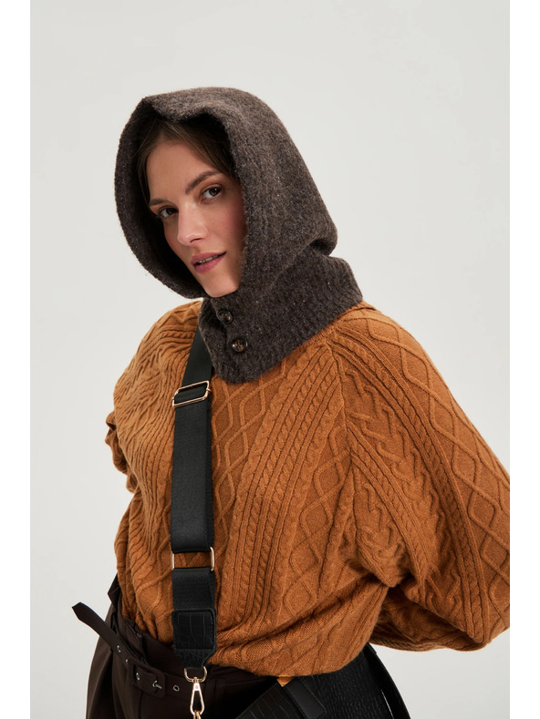 Moodo Pletena rjava kapuca Moodo