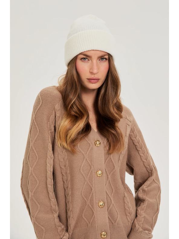 Moodo Kapa z metalnim nitjo bele barve Moodo