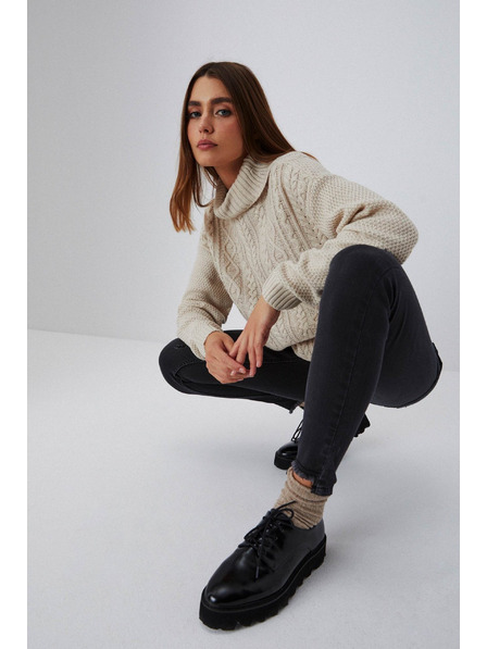 Moodo Skinny kavbojke s srednjim pasom in raztrganimi hlačnicami grafitne barve Moodo