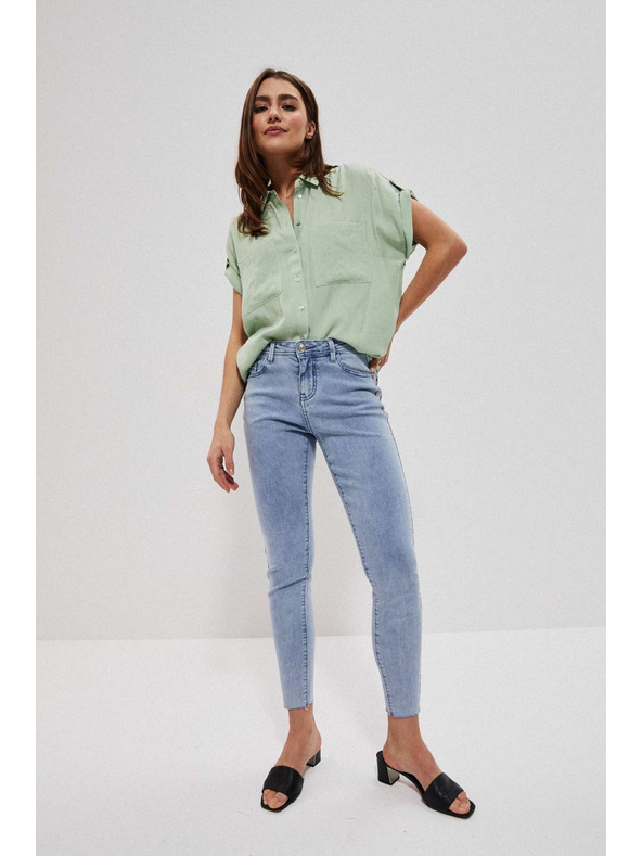 Moodo Svetlo modre džínsy srednjega pasu z žepi Moodo