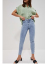 Moodo Svetlo modre džínsy srednjega pasu z žepi Moodo