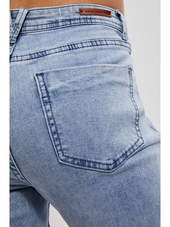 Moodo Svetlo modre džínsy srednjega pasu z žepi Moodo