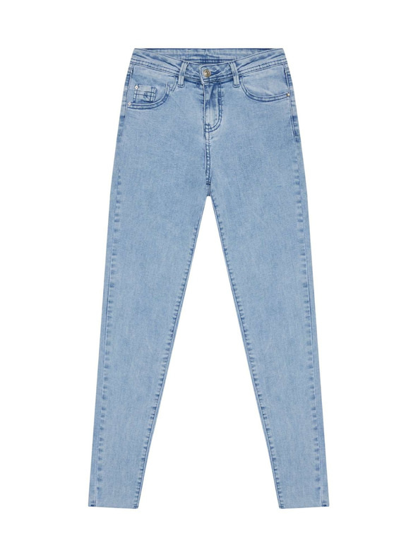 Moodo Svetlo modre džínsy srednjega pasu z žepi Moodo