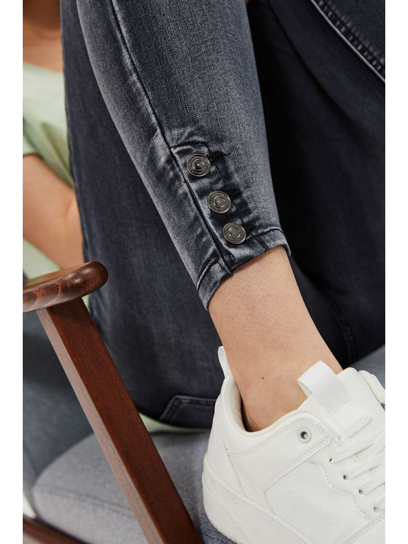 Moodo Skinny džínsy s srednjim pasom z odrgnjeninami grafitne barve Moodo