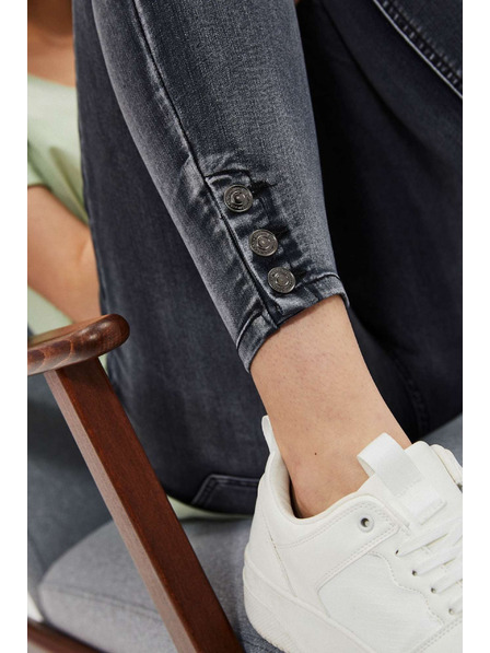 Moodo Skinny džínsy s srednjim pasom z odrgnjeninami grafitne barve Moodo