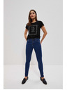 Moodo Džínsy push up z gumbi temno modre barve Moodo